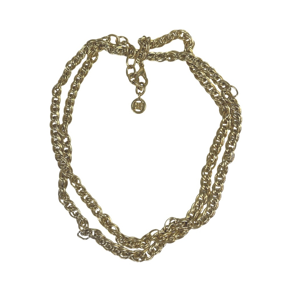 Givenchy Vintage Jewelry Gold Tone Curb Link Necklace with Logo Charm Pendant - Picture 2 of 6